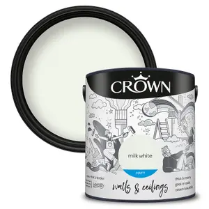 Crown Walls & Ceilings Matt Emulsion Paint Milk White - 2.5L