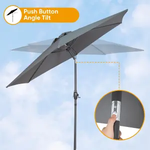 2.7M Garden Parasol Umbrella - Grey