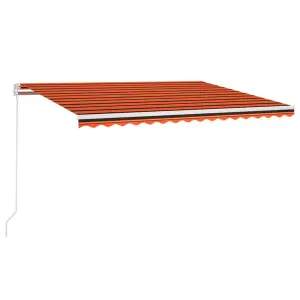 Berkfield Manual Retractable Awning with LED 400x300 cm Orange and Brown