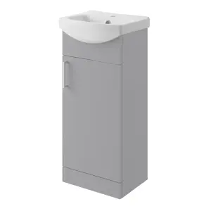 Veleka Gloss Grey Freestanding Cloakroom vanity unit & basin set (W)400mm (H)880mm