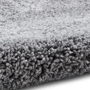 Grey Plain Shaggy Modern Plain Easy to Clean Soft Rug For Dining Room -120cm X 170cm