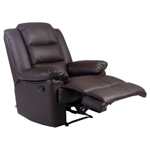 Loxley Bonded Leather Recliner Armchair Sofa Home Lounge Chair Reclining Gaming (Brown)