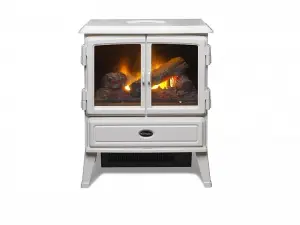 Dimplex Auberry Optimyst Electric Stove, White Free Standing Electric Fireplace with Realistic LED Flame and Smoke Effect, Fan