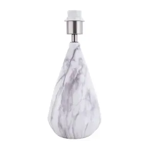 Marble Effect Ceramic Table Lamp Base with White Gloss Glazing and Chrome Trim