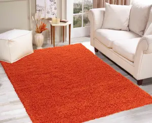 Serdim Rugs Plain Living Room Shaggy Area Rugs Orange 200x290 cm