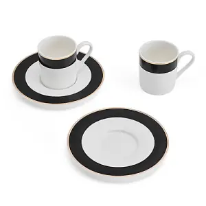 Mikasa Luxe Deco Set of 2 100ml Espresso Cups & Saucers