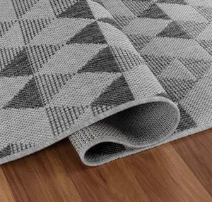 Modern Triangle Design Outdoor-Indoor Rugs Dark Grey 50x80 cm