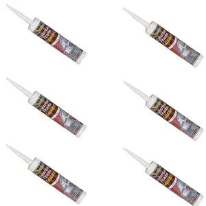 Everbuild Weather and Waterproof Window and Door Frame Acrylic Sealant, White, 290 ml (Pack of 6)