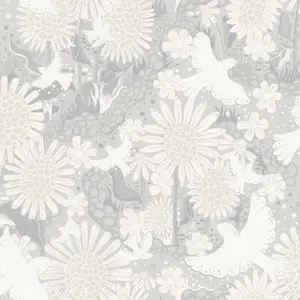 Galerie Sommarang 2 Grey Dromma Scandinavian Folk Art Wallpaper Roll