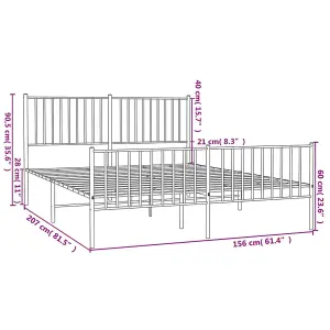 Berkfield Metal Bed Frame with Headboard and Footboard Black 150x200 cm