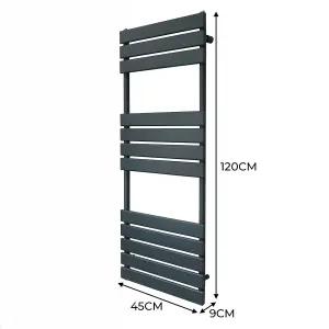 Flat Panel Towel Radiator - 1200mm x 450mm - Anthracite Grey