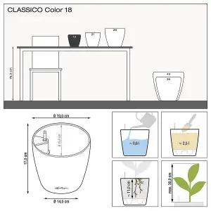 LECHUZA CLASSICO Color (Dia) 19cm White Plastic Self-watering Planter