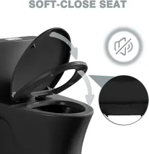 Soft Close Toilet Seat with Quick Release for Easy Clean - Black