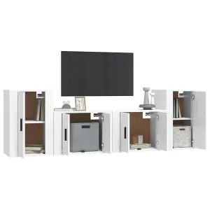 Berkfield 4 Piece TV Cabinet Set High Gloss White Engineered Wood