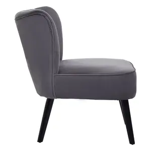 Interiors by Premier Grey Velvet Chair, Curved Back Accent chair, Easy to Assemble Borg Chair, Comfy Office Chair