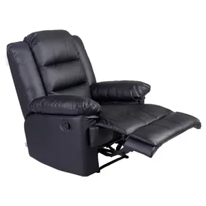 Loxley Bonded Leather Recliner Armchair Sofa Home Lounge Chair Reclining Gaming (Black)