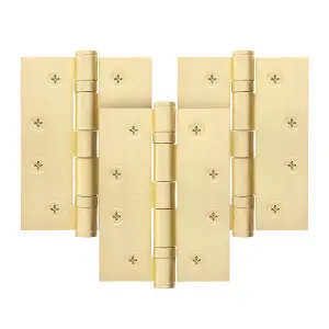 AFIT Satin Brass Door Hinges - 4 Inch / 102mm  Internal Fire Door Hinges - 1.5 Pairs