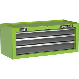 Lockable Green 3 Drawer Tool Chest - 605 x 260 x 250mm for Secure Storage