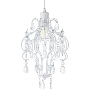 Matt White Shabby Chic Chandelier Style Pendant Ceiling Lamp Shade with Acrylic