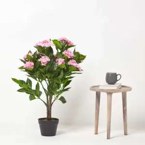 Homescapes Pink Hydrangea Artificial Plant with Pot, 85 cm