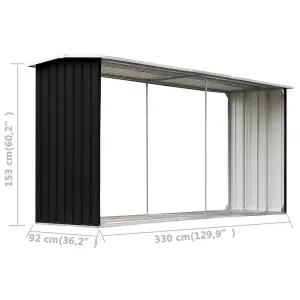 Berkfield Garden Log Storage Shed Galvanised Steel 330x92x153 cm Anthracite