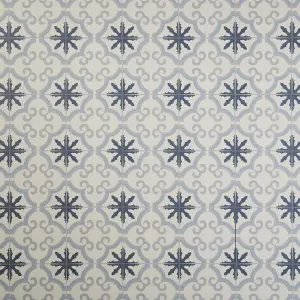 Colours Hydrolic Blue Matt Flower Concrete effect Porcelain Indoor Wall & floor Tile, Pack of 25, (L)200mm (W)200mm