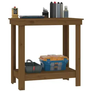 Berkfield Work Bench Honey Brown 80x50x80 cm Solid Wood Pine