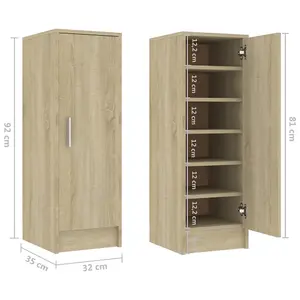 Berkfield Shoe Cabinet Sonoma Oak 32x35x92 cm Engineered Wood