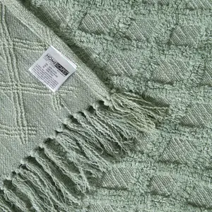 Homescapes Green Diamond Cotton Tufted Throw 125 x 150 cm