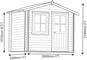 Shire Hartley 7x7 ft & 1 window Apex Wooden Cabin (Base included)