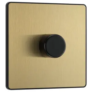 British General profile Single 2 way 200W Screwless Dimmer switch Satin Gold