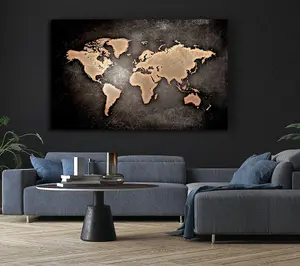 Grunge World Map Canvas Print Wall Art - Medium 20 x 32 Inches