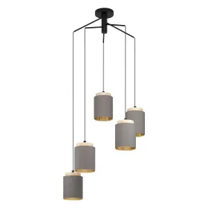 Pendant Ceiling Light Colour Black Brown Shade Cappuccino Fabric Bulb E27 5x40W