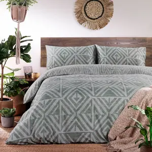 Geometric Shapes Duvet Cover Set with Pillowcases Sage / Single Duvet Cover + 1 Standard Pillowcase