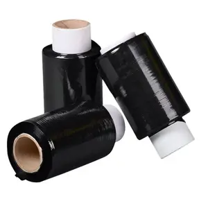 10 Rolls Of Black 100mm x 150m Mini Stretch Shrink Wrap Handy Sized 17mu Rolls