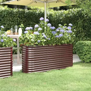 Berkfield Garden Planter Powder-coated Steel 152x40x68 cm Brown