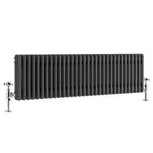 Right Radiators 300x1462 mm Horizontal Traditional 3 Column Cast Iron Style Radiator Anthracite