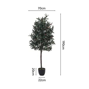 Artificial Plant Fake Olive Tree Home Decorative in Black Plastic Pot H190 cm