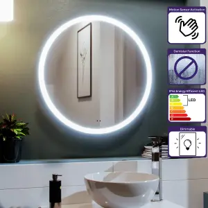 Nes Home Round Motion Sensor Bathroom LED Mirror Demister Anti-fog 600mm