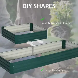 Outsunny Galvanised Raised Garden Bed Metal Planter Box with Open Bottom, Green