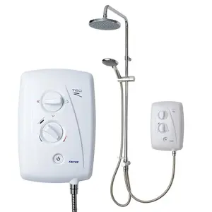 Triton T80Z Fast Fit DuElec White 9.5kW Electric Shower + Dual Rainshower Head