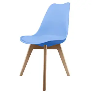 Soho Light Blue Plastic Dining Chair with Squared Light Wood Legs