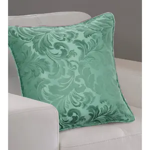 Algonac Damask Square Throw Cushion Green