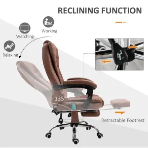 Vinsetto Ergonomic Heated 6 Points Vibration Massage Office Chair Brown