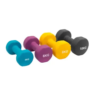 Neoprene Dumbbell Set with 6 Tier A Frame Rack 4-10kg Fitness Workout Weights