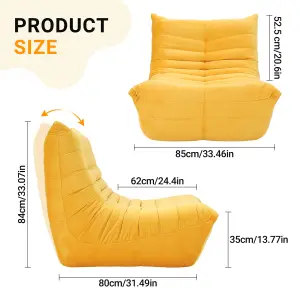 Lazy Floor Sofa Couch,  Ergonomic Design Fireside Chair, Yellow