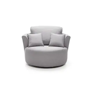 Darcy Swivel Chair in Light Grey Linen Fabric