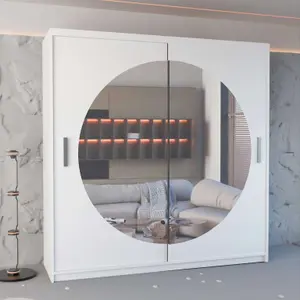 Sliding Wardrobes 4U Venus Sliding Mirrored Wardrobe in 3 Colors and 2 sizes (White -  W2030mm, H2170mm)