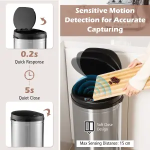 Costway 30L Automatic Trash Can Motion Sensor Garbage Bin with Stainless Steel Frame