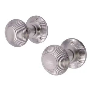 EAI - Beehive Door Knobs Reeded Design Mortice Type 55mm Sprung Satin Chrome